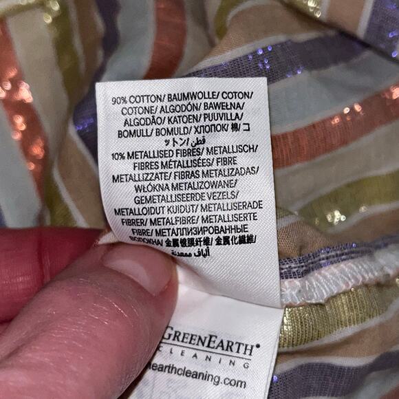 NWT Boden Multicolor Metallic Stripe Oversized Cotton Button‑Down Shirt US 8 - Picture 9 of 10